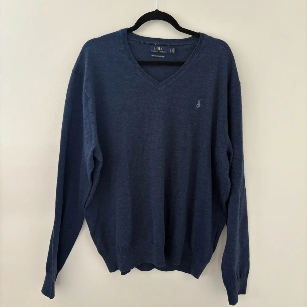 Polo Ralph Lauren Washable Merino Wool V‎ Neck Sweater Men’s XL
